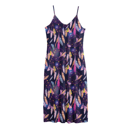 Boho Dream Catcher Pattern Print Jersey Midi Cami Dress