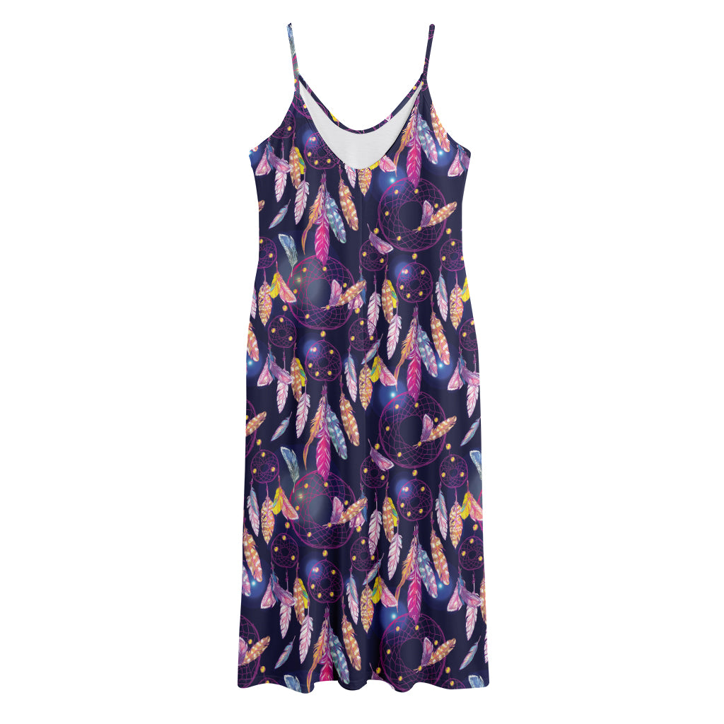 Boho Dream Catcher Pattern Print Jersey Midi Cami Dress