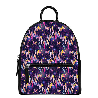 Boho Dream Catcher Pattern Print Leather Backpack