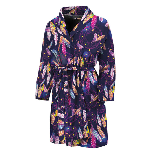 Boho Dream Catcher Pattern Print Men's Bathrobe