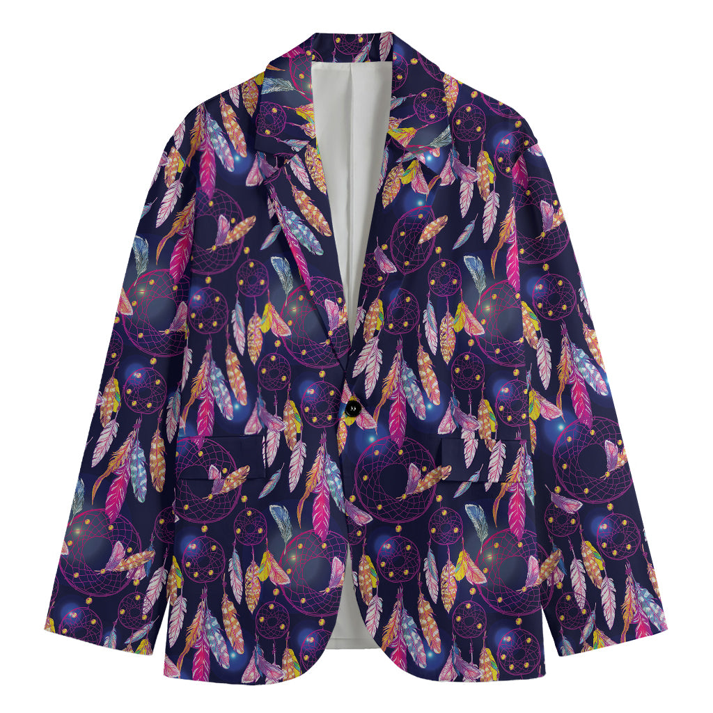 Boho Dream Catcher Pattern Print Men's Cotton Blazer