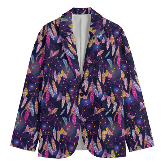Boho Dream Catcher Pattern Print Men's Cotton Blazer