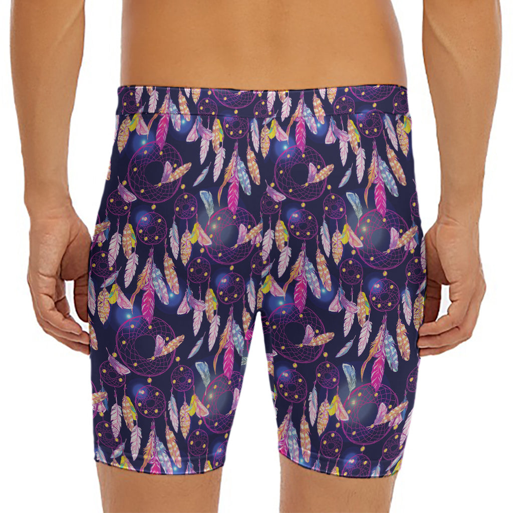 Boho Dream Catcher Pattern Print Men's Long Boxer Briefs