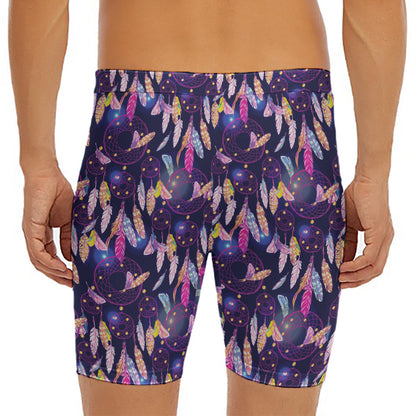 Boho Dream Catcher Pattern Print Men's Long Boxer Briefs