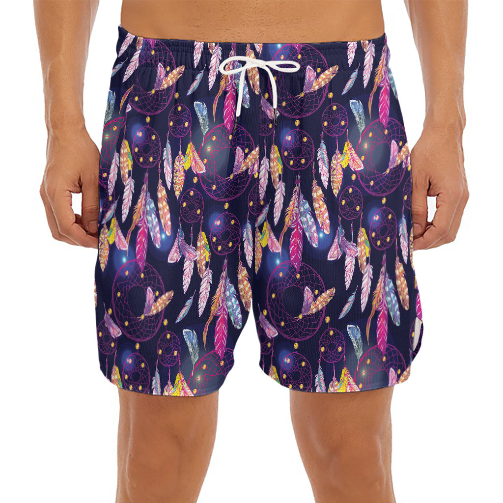 Boho Dream Catcher Pattern Print Men's Split Running Shorts