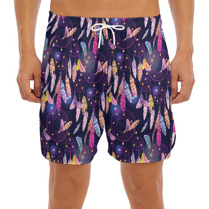 Boho Dream Catcher Pattern Print Men's Split Running Shorts