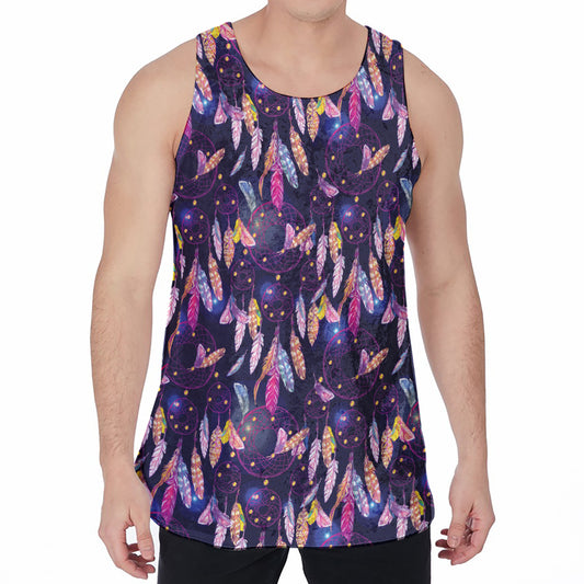 Boho Dream Catcher Pattern Print Men's Velvet Tank Top