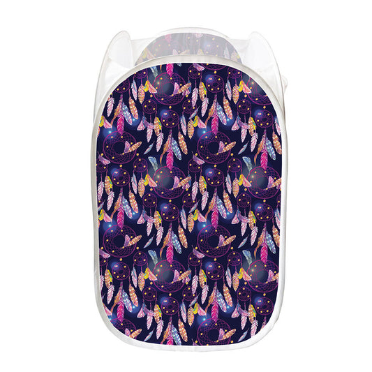 Boho Dream Catcher Pattern Print Mesh Laundry Hamper