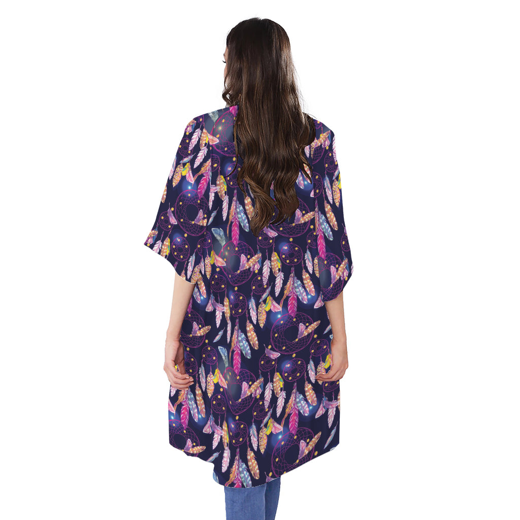 Boho Dream Catcher Pattern Print Open Front Beach Cover Up