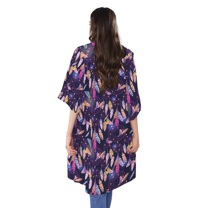 Boho Dream Catcher Pattern Print Open Front Beach Cover Up