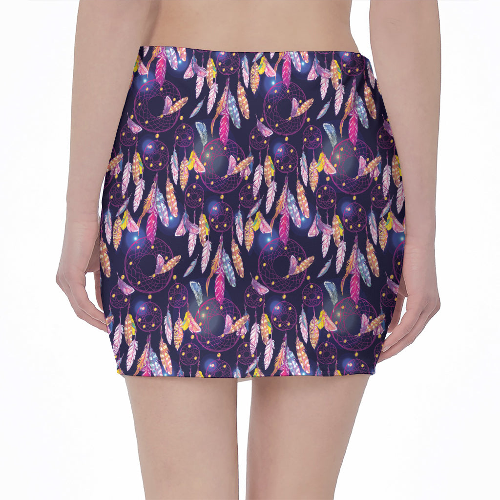 Boho Dream Catcher Pattern Print Pencil Mini Skirt