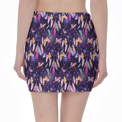 Boho Dream Catcher Pattern Print Pencil Mini Skirt