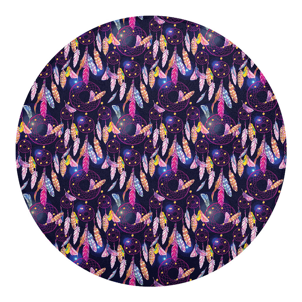 Boho Dream Catcher Pattern Print Round Blanket