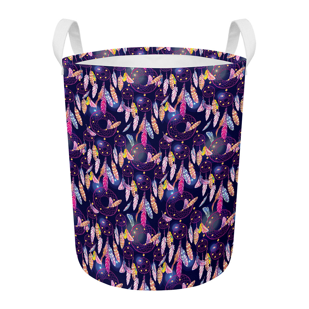 Boho Dream Catcher Pattern Print Round Laundry Basket