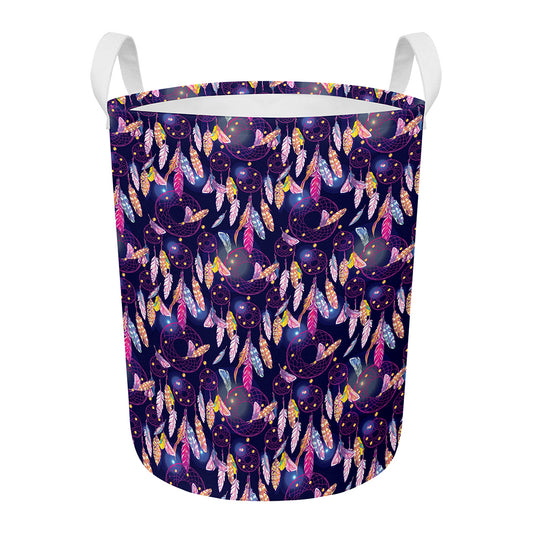 Boho Dream Catcher Pattern Print Round Laundry Basket