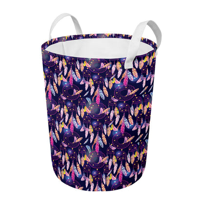 Boho Dream Catcher Pattern Print Round Laundry Basket