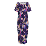 Boho Dream Catcher Pattern Print Short Sleeve Long Nightdress