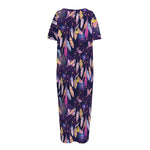 Boho Dream Catcher Pattern Print Short Sleeve Long Nightdress