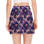 Boho Dream Catcher Pattern Print Side Slit Mini Skirt