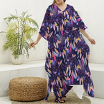 Boho Dream Catcher Pattern Print Silk V-Neck Kaftan Dress