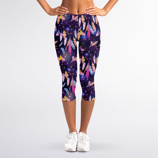 Boho Dream Catcher Pattern Print Women's Capri Leggings