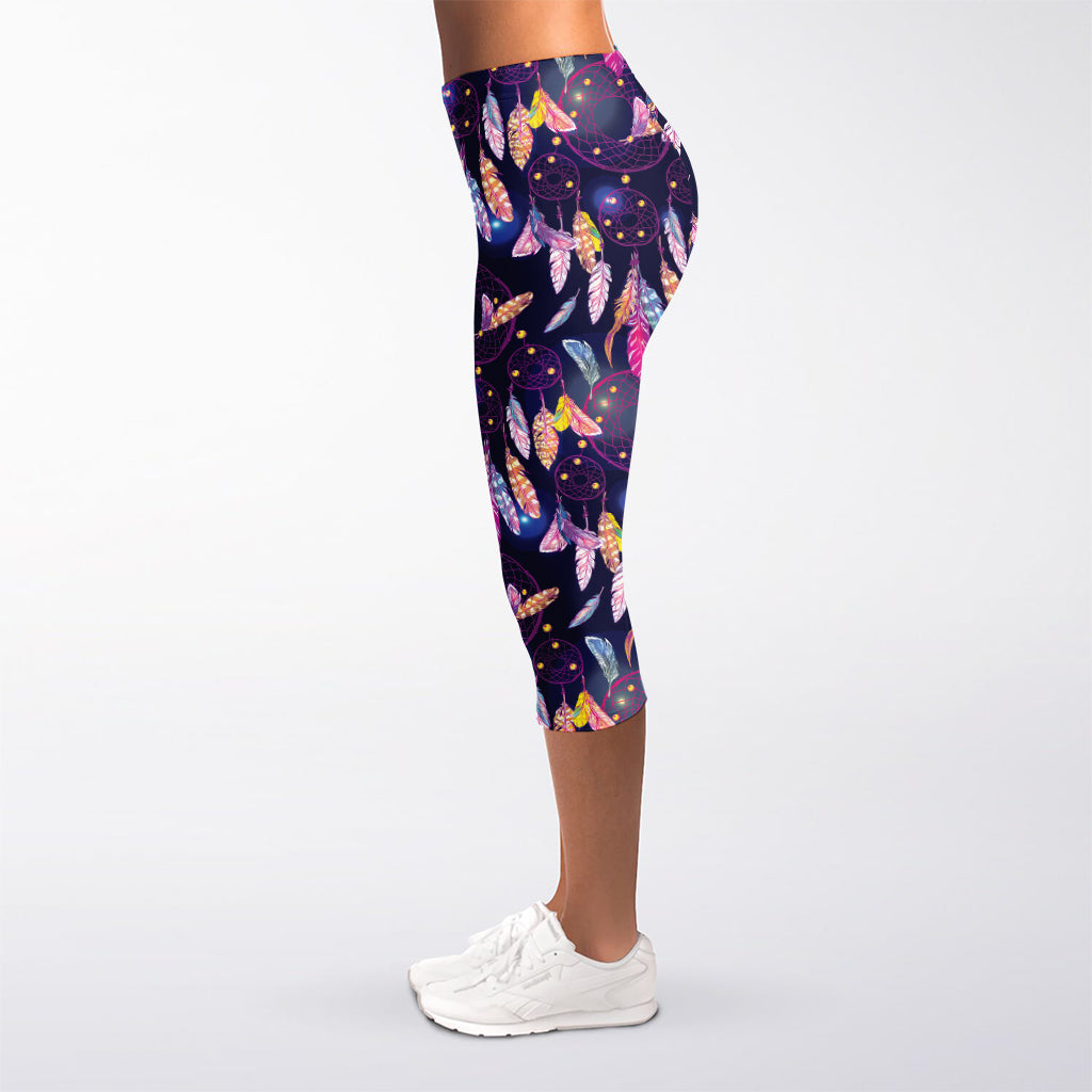 Boho Dream Catcher Pattern Print Women's Capri Leggings