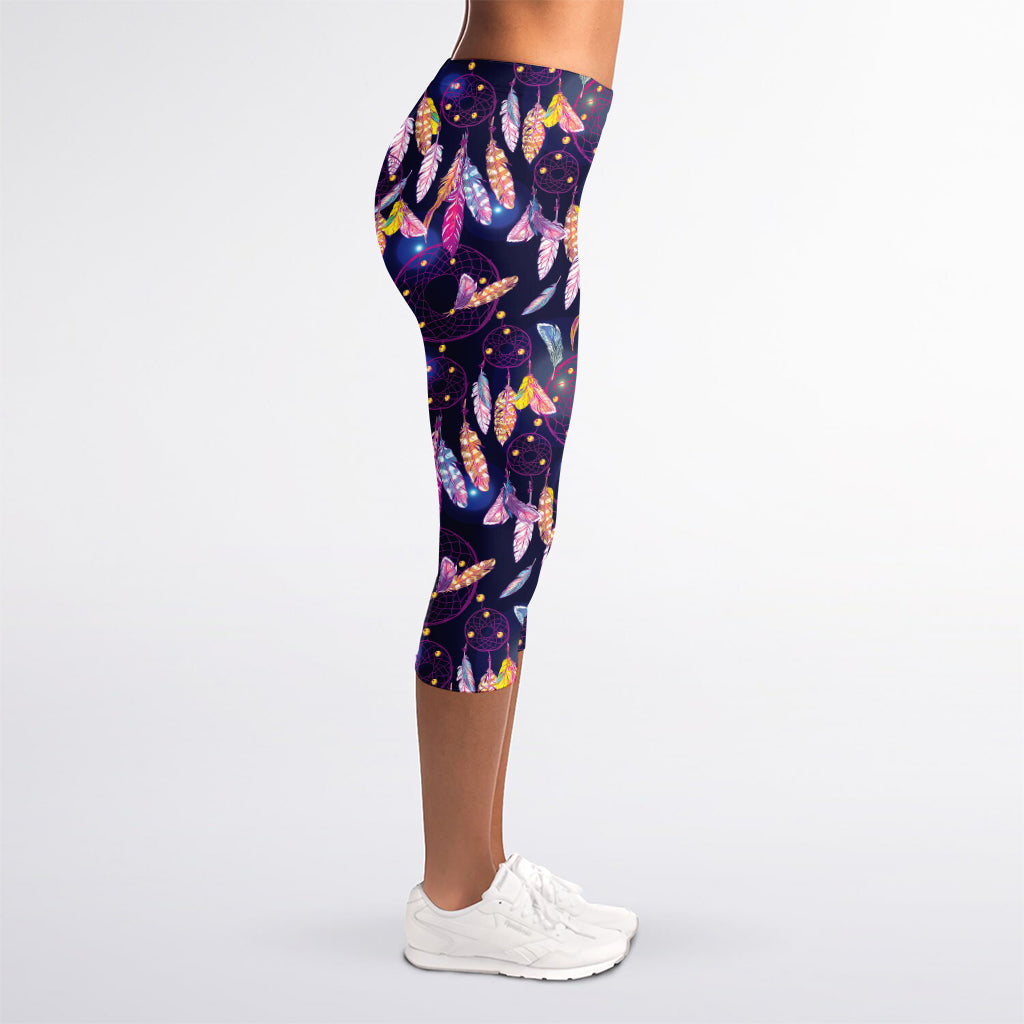 Boho Dream Catcher Pattern Print Women's Capri Leggings