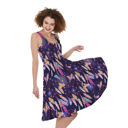 Boho Dream Catcher Pattern Print Women's Sleeveless Dress