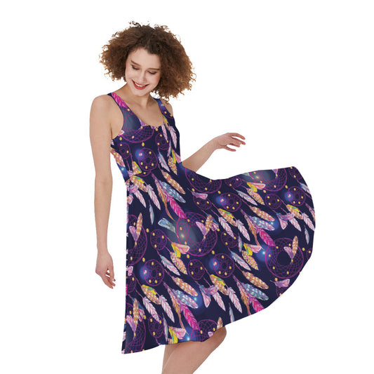 Boho Dream Catcher Pattern Print Women's Sleeveless Dress