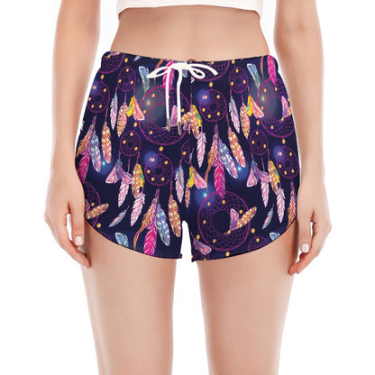 Boho Dream Catcher Pattern Print Women's Split Running Shorts