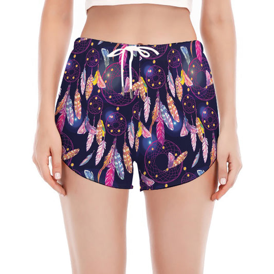 Boho Dream Catcher Pattern Print Women's Split Running Shorts