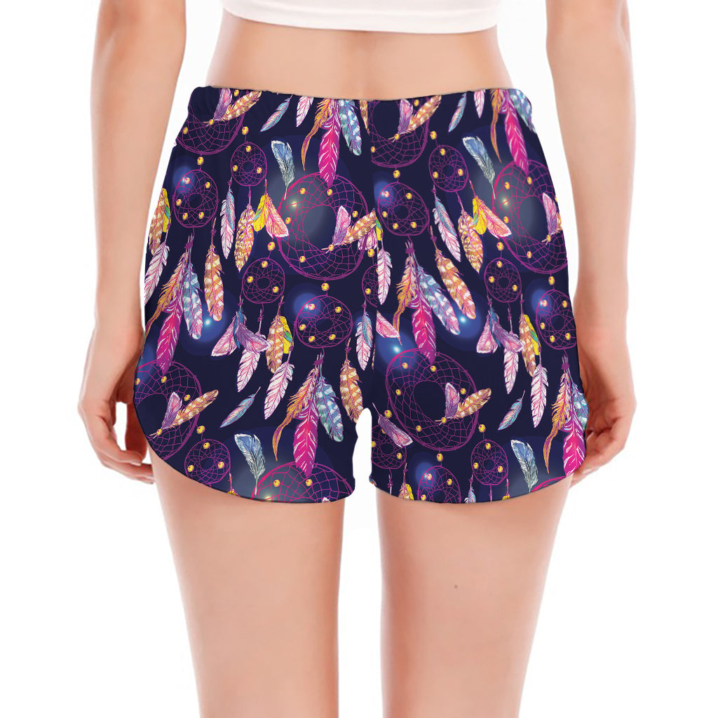 Boho Dream Catcher Pattern Print Women's Split Running Shorts