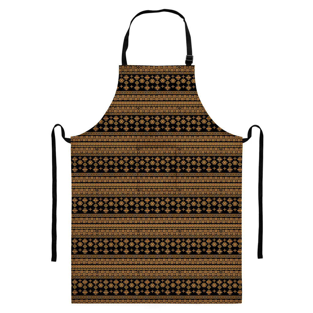 Boho Ethnic Pattern Print Bib Apron With Pocket