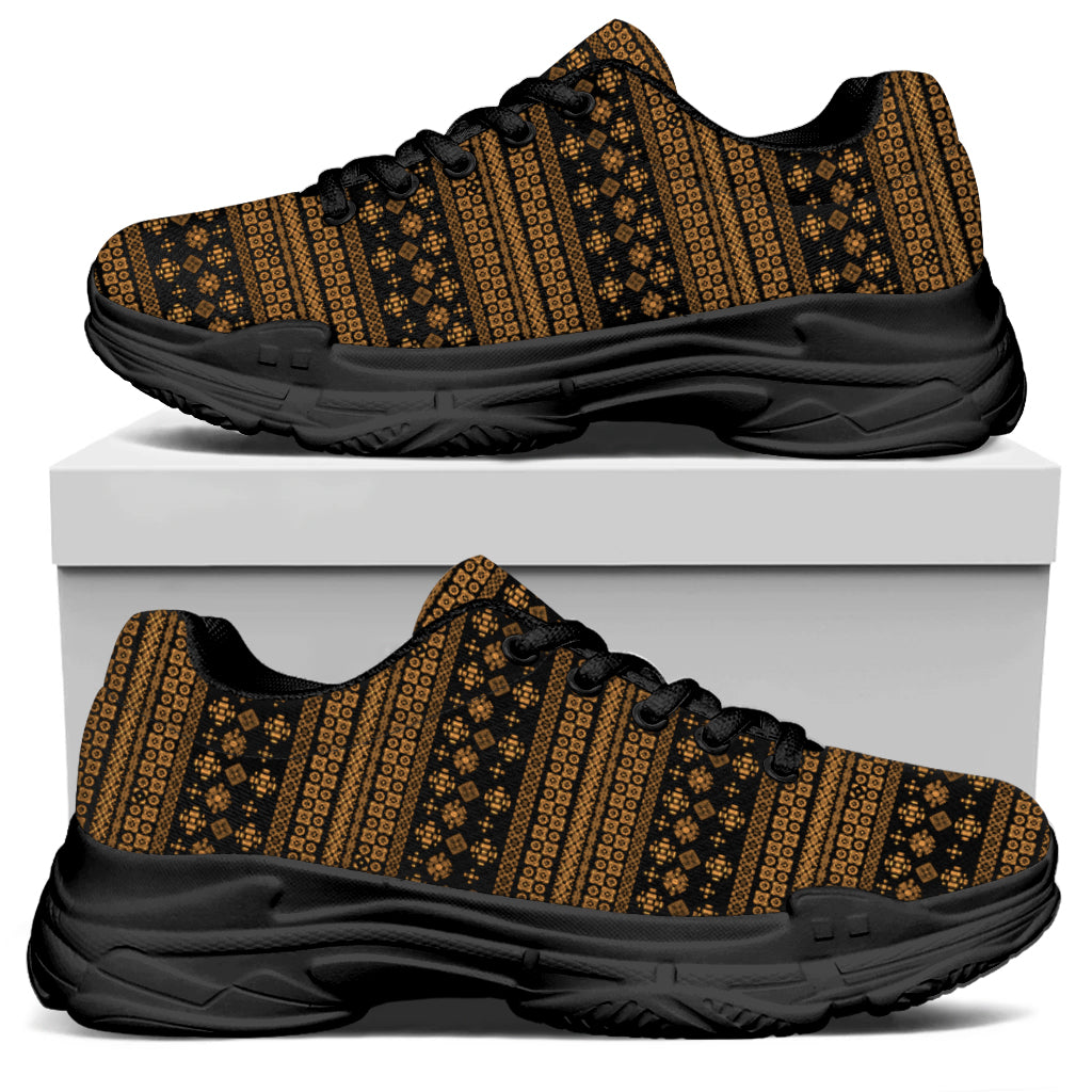Boho Ethnic Pattern Print Black Chunky Shoes