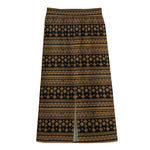 Boho Ethnic Pattern Print Cotton Front Slit Maxi Skirt