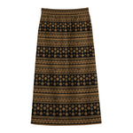 Boho Ethnic Pattern Print Cotton Front Slit Maxi Skirt