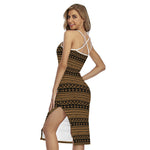 Boho Ethnic Pattern Print Cross Back Cami Dress