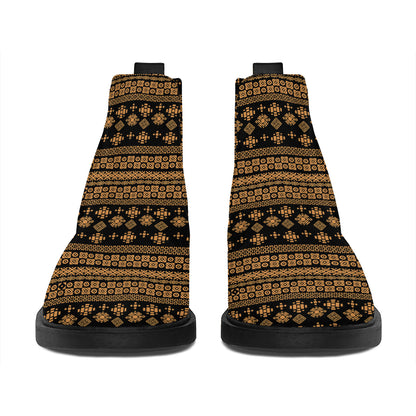 Boho Ethnic Pattern Print Flat Ankle Boots