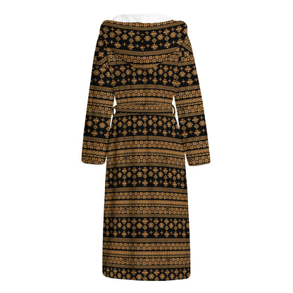 Boho Ethnic Pattern Print Hooded Bathrobe