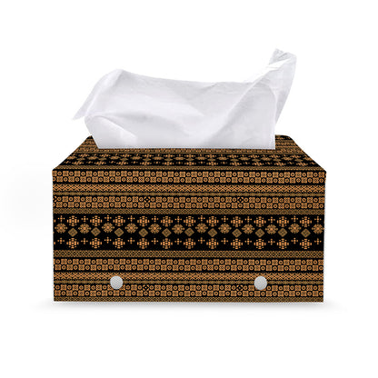 Boho Ethnic Pattern Print Leather Tissue Box Cover