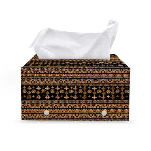 Boho Ethnic Pattern Print Leather Tissue Box Cover