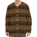 Boho Ethnic Pattern Print Long Sleeve Baseball Jersey