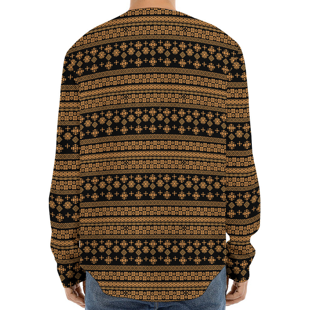 Boho Ethnic Pattern Print Long Sleeve Baseball Jersey