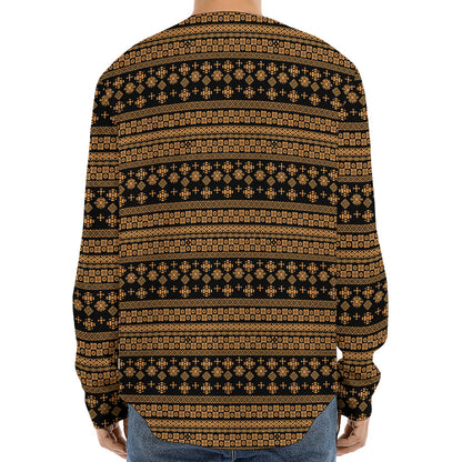 Boho Ethnic Pattern Print Long Sleeve Baseball Jersey