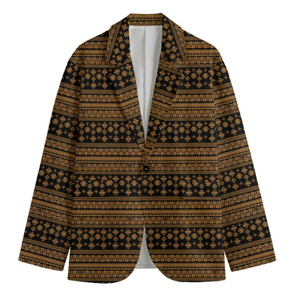 Boho Ethnic Pattern Print Men's Cotton Blazer