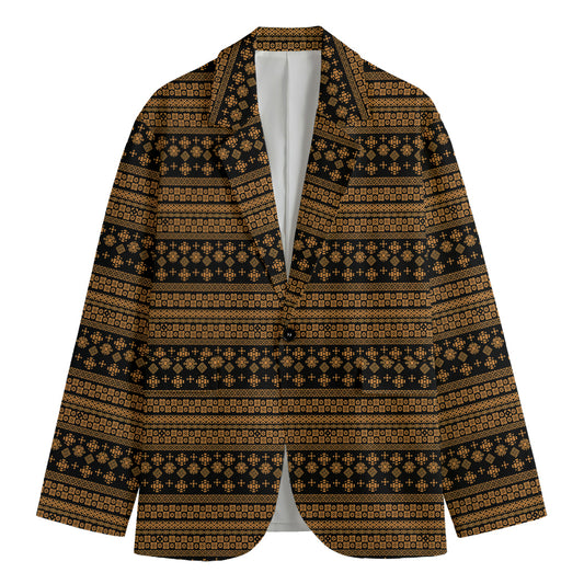 Boho Ethnic Pattern Print Men's Cotton Blazer
