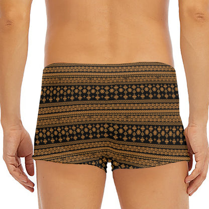 Boho Ethnic Pattern Print Men's Short Boxer Briefs