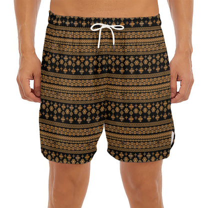 Boho Ethnic Pattern Print Men's Split Running Shorts