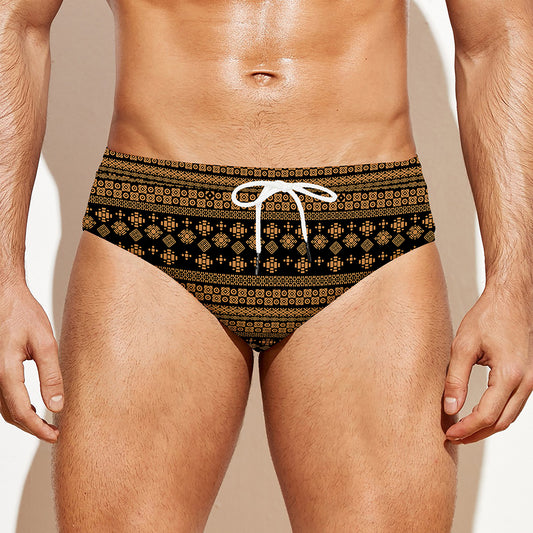Boho Ethnic Pattern Print Men's Swim Briefs