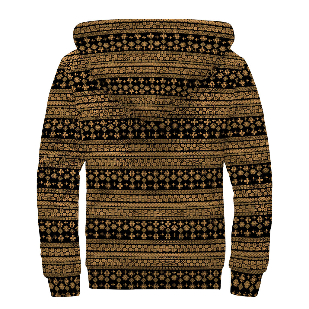 Boho Ethnic Pattern Print Sherpa Lined Zip Up Hoodie